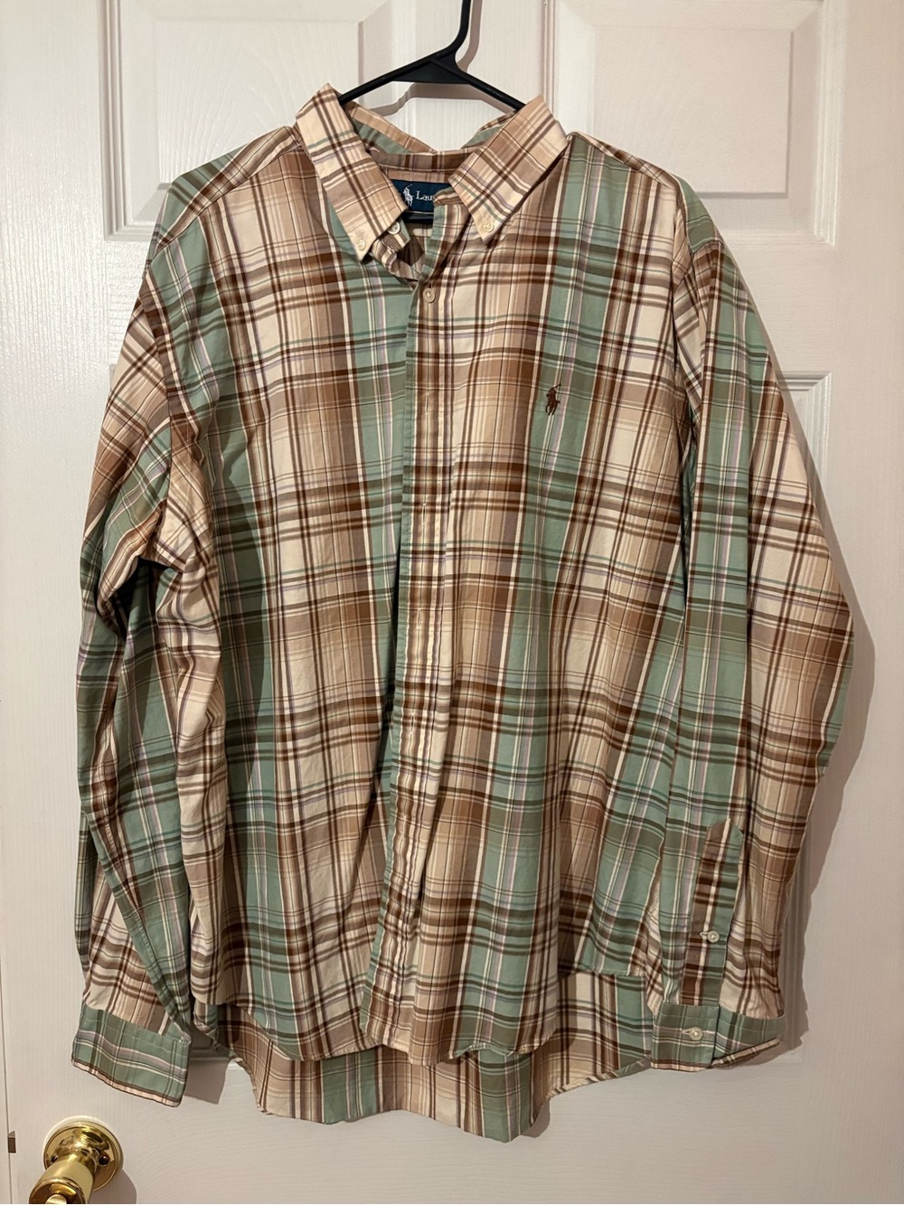 Ralph Lauren Brown & Green Plaid Button-Down Shirt